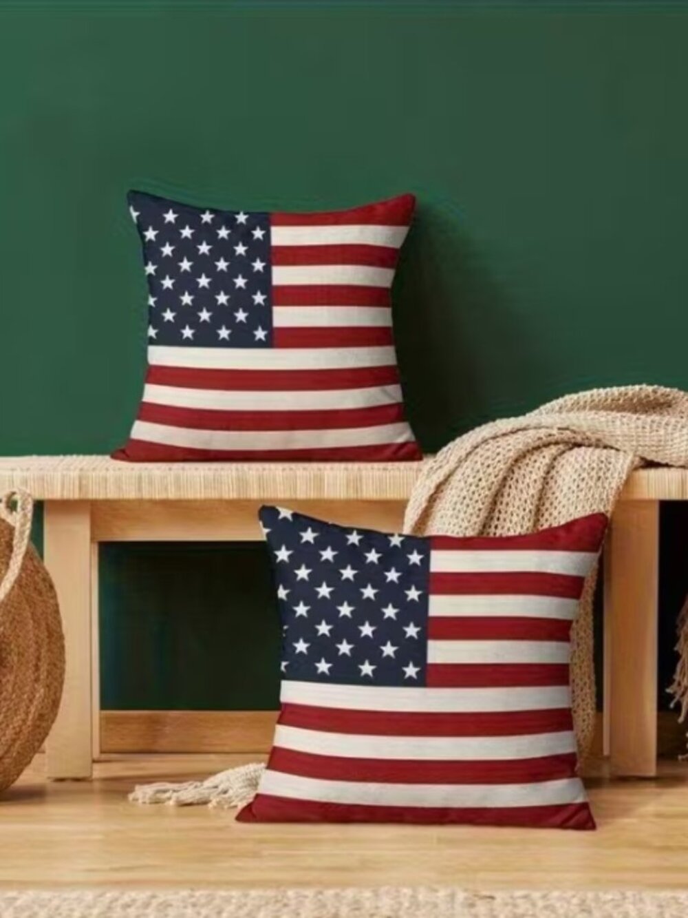 Last One! NEW Set of 2 Patriotic Flag Pillow Covers 20 x 20